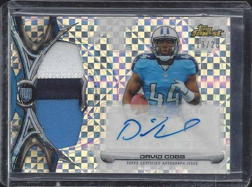 DAVID COBB 2015 FINEST RPA XFRACTOR JUMBO 3 COLOR ROOKIE PATCH AUTO RC #D 19/20