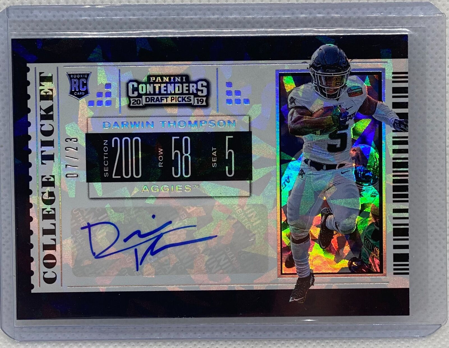 DARWIN THOMPSON 2019 CONTENDERS CRACKED ICE COLLEGE TICKET AUTO RC #D 07/23