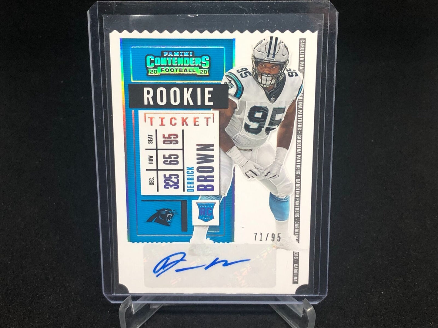 DERRICK BROWN 2020 PANINI CONTENDERS ROOKIE TICKET STUB DIE CUT AUTO RC #D 71/95