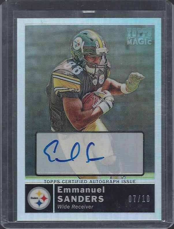 EMMANUEL SANDERS 2010 TOPPS MAGIC HOLOFOIL RAINBOW ROOKIE AUTO RC #D 7/10