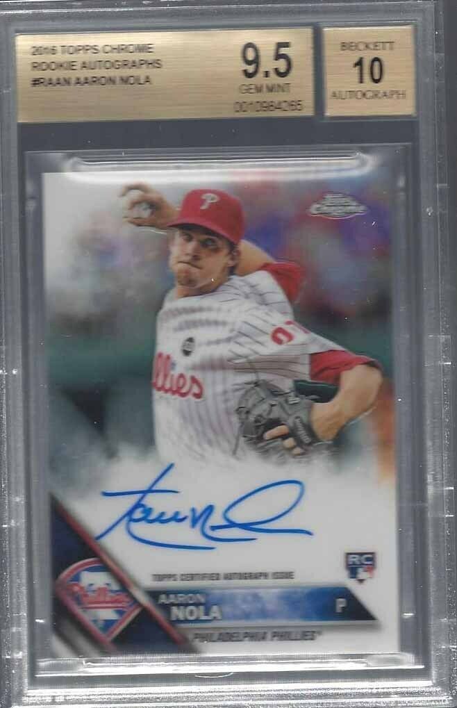 AARON NOLA 2016 TOPPS CHROME ON CARD ROOKIE AUTO RC BGS 9.5 w/ 10 AUTO GEM MINT