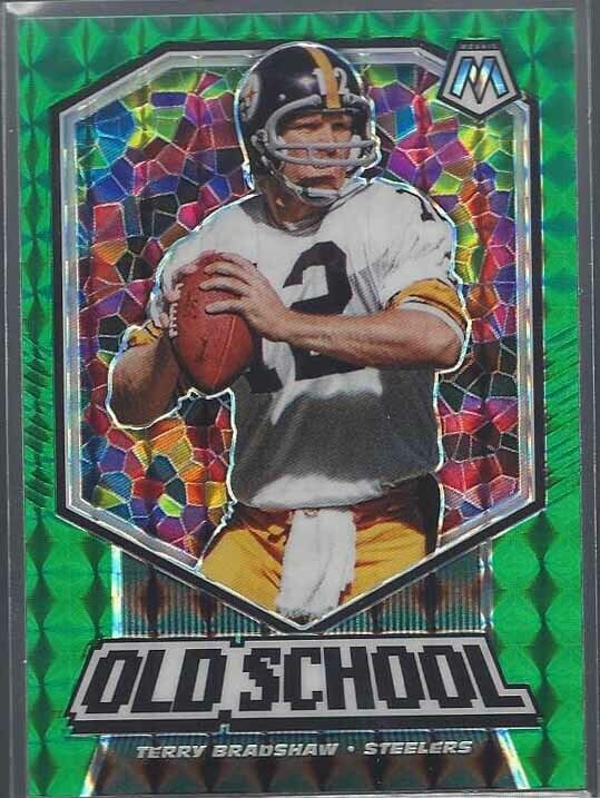 TERRY BRADSHAW 2020 PANINI MOSAIC OLD SCHOOL GREEN PRIZM #3