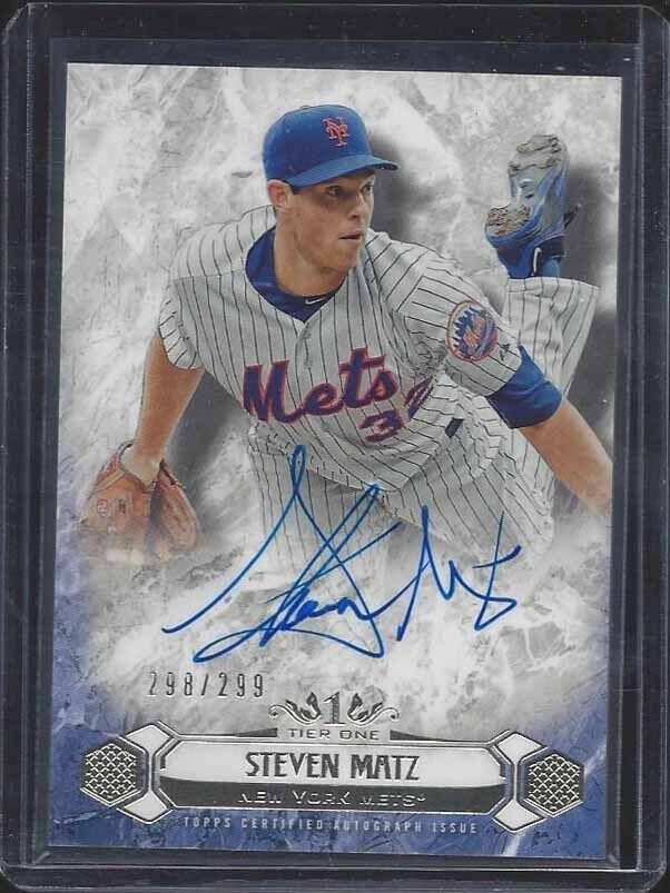 STEVEN MATZ 2016 TOPPS TIER ONE METS ON CARD AUTO #D 298/299