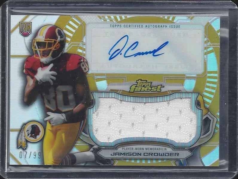 JAMISON CROWDER 2015 FINEST GOLD REFRACTOR JUMBO JERSEY AUTO RC #D 7/99