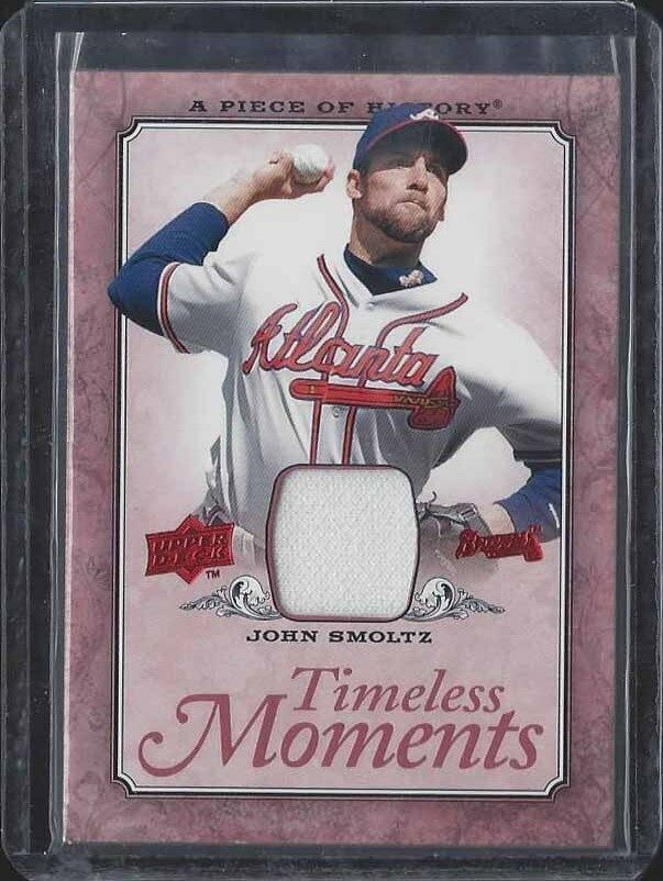 JOHN SMOLTZ 2008 UPPER DECK TIMELESS MOMENTS BRAVES A PIECE OF HISTORY JERSEY