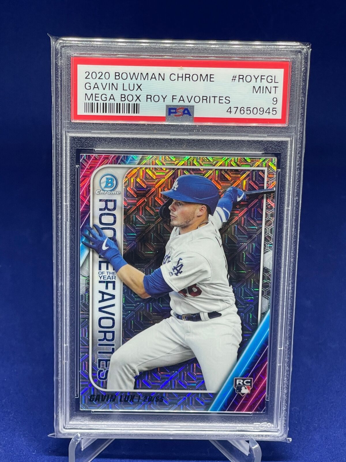 GAVIN LUX 2020 BOWMAN CHROME MEGA BOX ROY FAVORITES REFRACTOR RC PSA 9 MINT