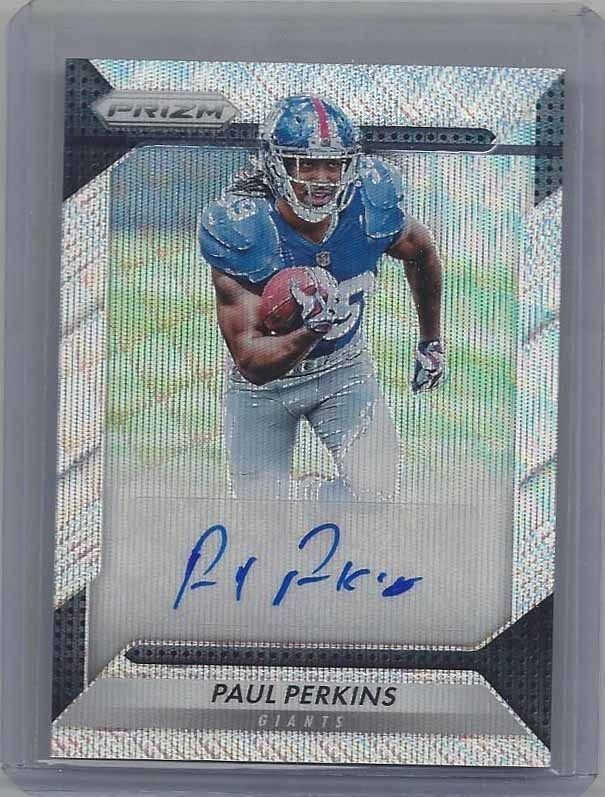PAUL PERKINS 2016 PANINI PRIZM BLUE WAVE PRIZMS GIANTS ROOKIE AUTO RC #D 72/149