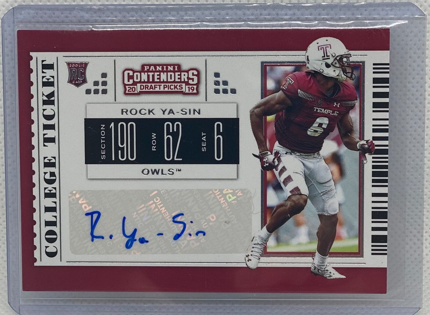 ROCK YA-SIN 2019 PANINI CONTENDERS DRAFT PICKS COLLEGE TICKET AUTO RC #308