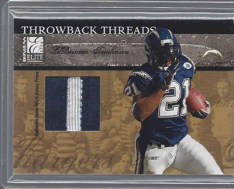 LADIANIAN TOMLINSON 2004 DONRUSS ELITE THROWBACK THREADS 2 COLOR PATCH #D 14/25
