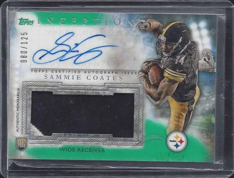 SAMMIE COATES 2015 TOPPS INCEPTION GREEN RPA STEELERS 2 CL PATCH AUTO RC #D /125