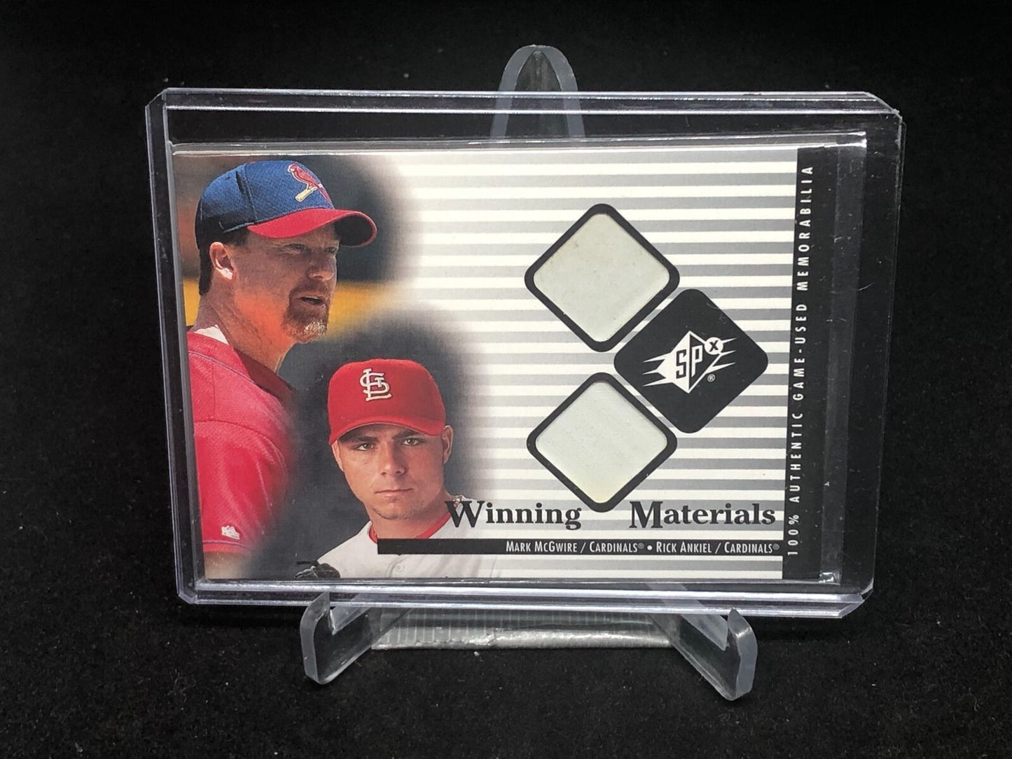 MARK MCGWIRE RICK ANKIEL 2000 UPPER DECK SPX GAME USED DUAL BASE PATCH