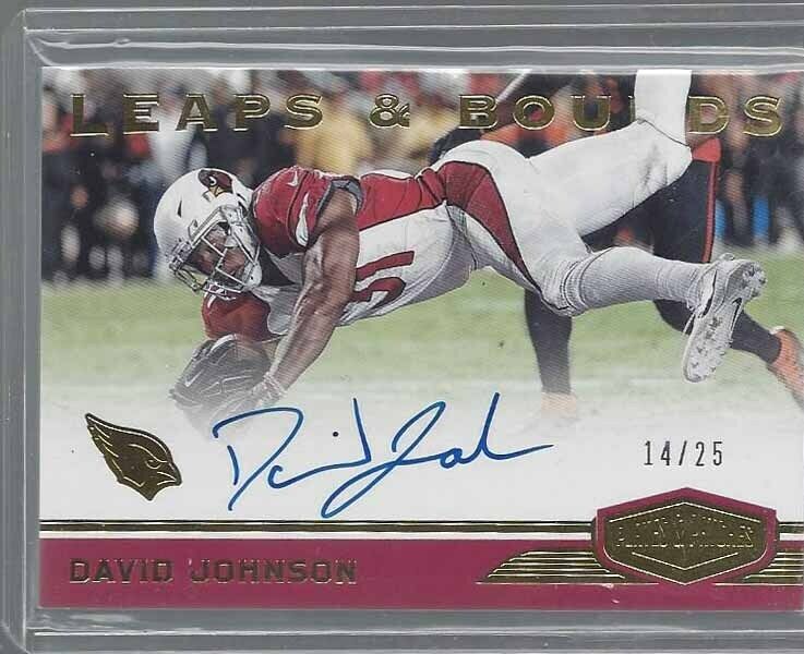 DAVID JOHNSON 2018 PLATES & PATCHES LEAPS & BOUNDS GOLD ON CARD AUTO #D 14/25