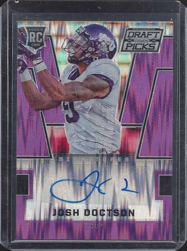 JOSH DOCTSON 2016 PRIZM DRAFT PICKS PURPLE FLASH PRIZMS REFRACTOR AUTO RC #D /99