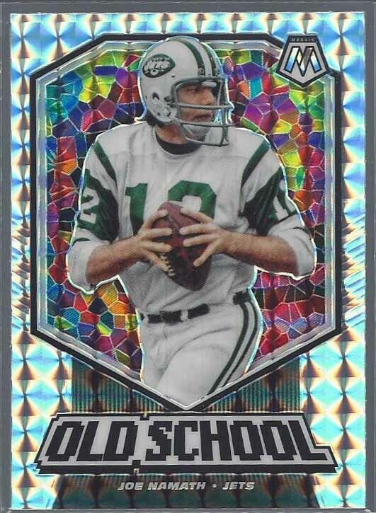 JOE NAMATH 2020 PANINI MOSAIC OLD SCHOOL SILVER WAVE MOSAIC PRIZM #7