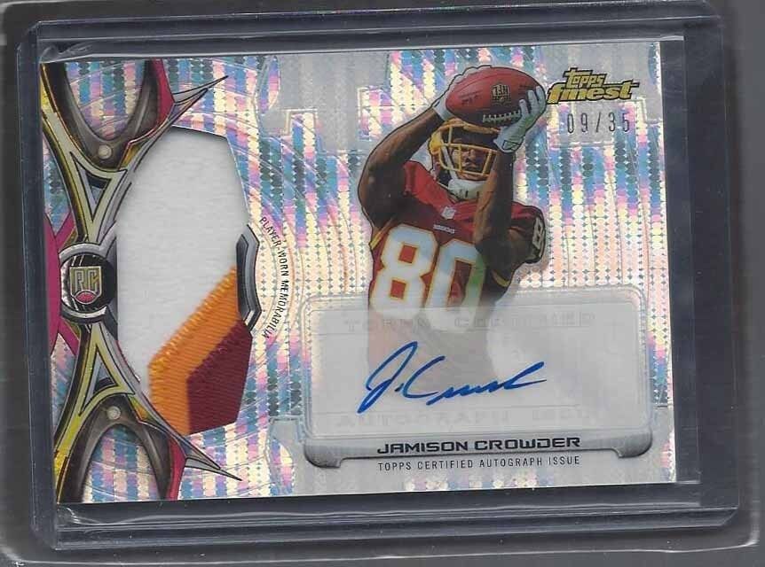 JAMISON CROWDER 2015 TOPPS FINEST PULSAR REFRACTOR 3 COLOR PATCH AUTO RC #D 9/35