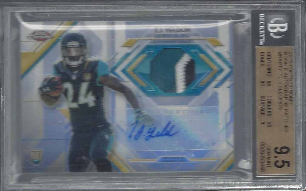 T.J. YELDON 2015 TOPPS CHROME RPA REFRACTOR 3 CLR PATCH AUTO RC 75/75 BGS 9.5 10