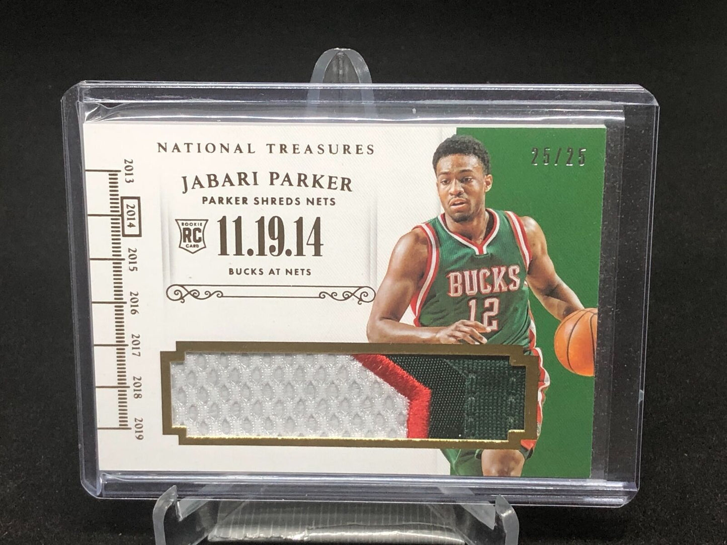 JABARI PARKER 2014-15 PANINI NATIONAL TREASURES JUMBO ROOKIE PATCH RC #D /25