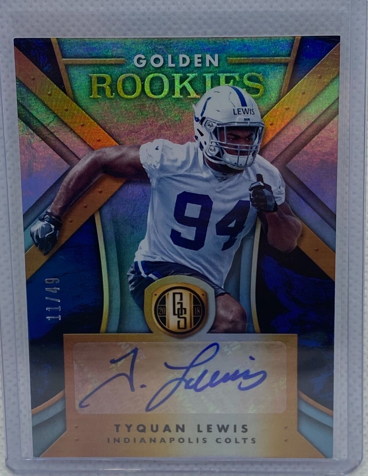 TYQUAN LEWIS 2018 PANINI GOLD STANDARD GOLDEN ROOKIES AUTO RC #D 11/49