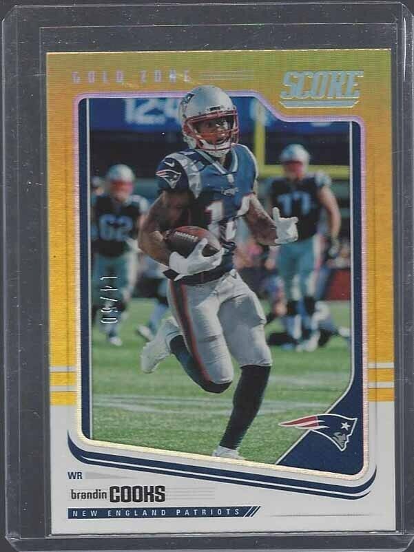 1/1 BRANDIN COOKS 2018 SCORE GOLD ZONE #D 14/50 HIS JERSEY NUMBER #14 !!!