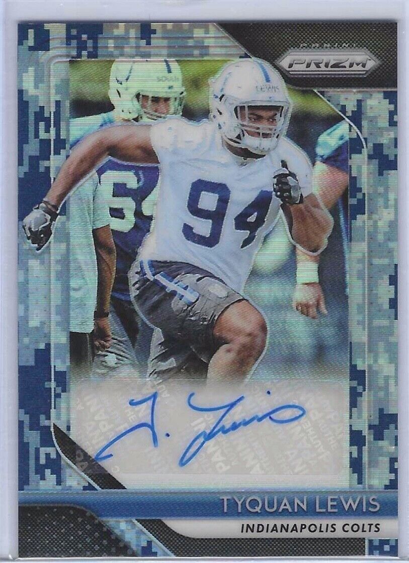 TYQUAN LEWIS 2018 PANINI PRIZM CAMO PRIZMS ROOKIE AUTO RC #D /25