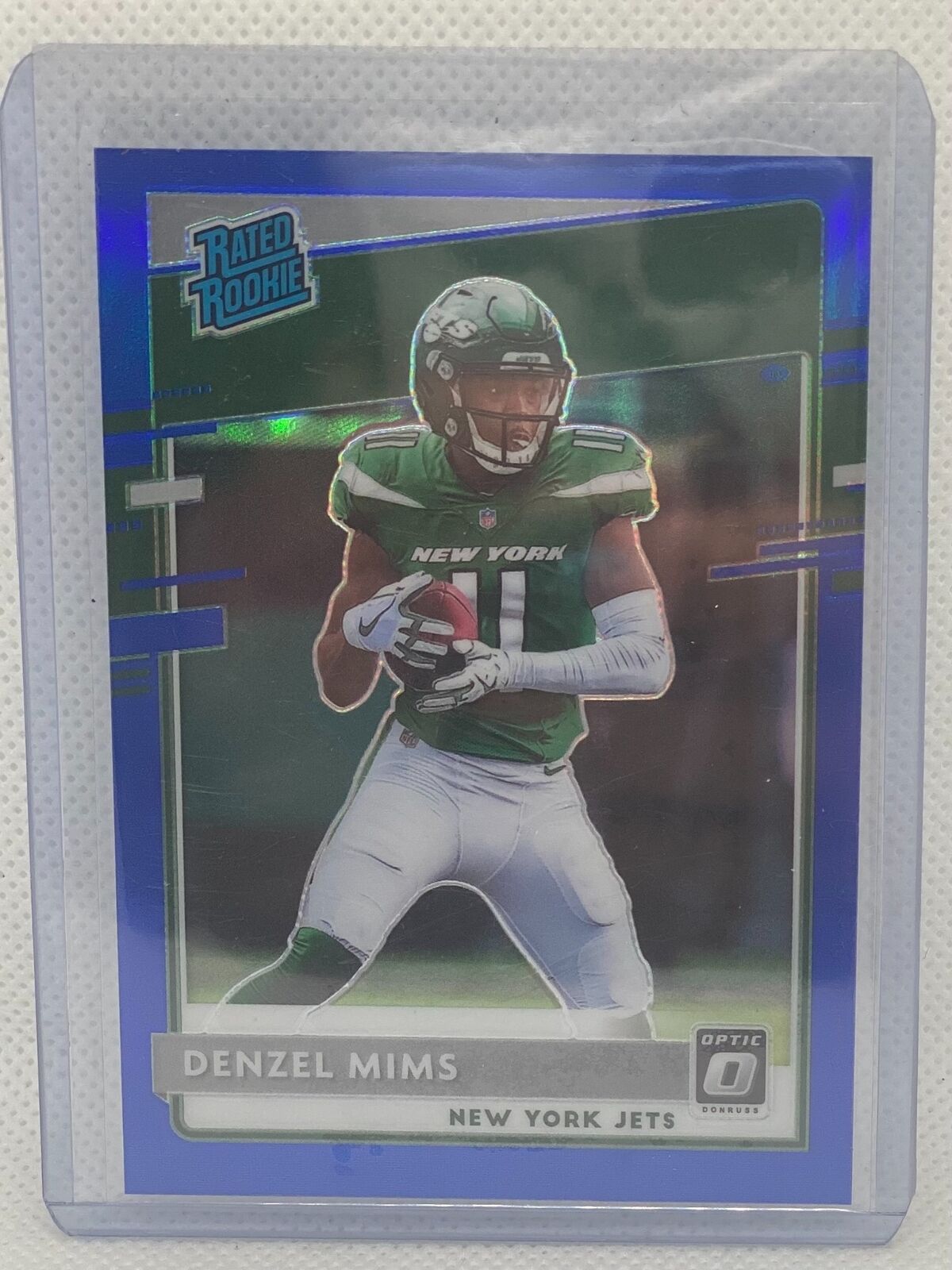 DENZEL MIMS 2020 PANINI DONRUSS OPTIC RATED ROOKIE BLUE HOLO PRIZM RC #D 018/179