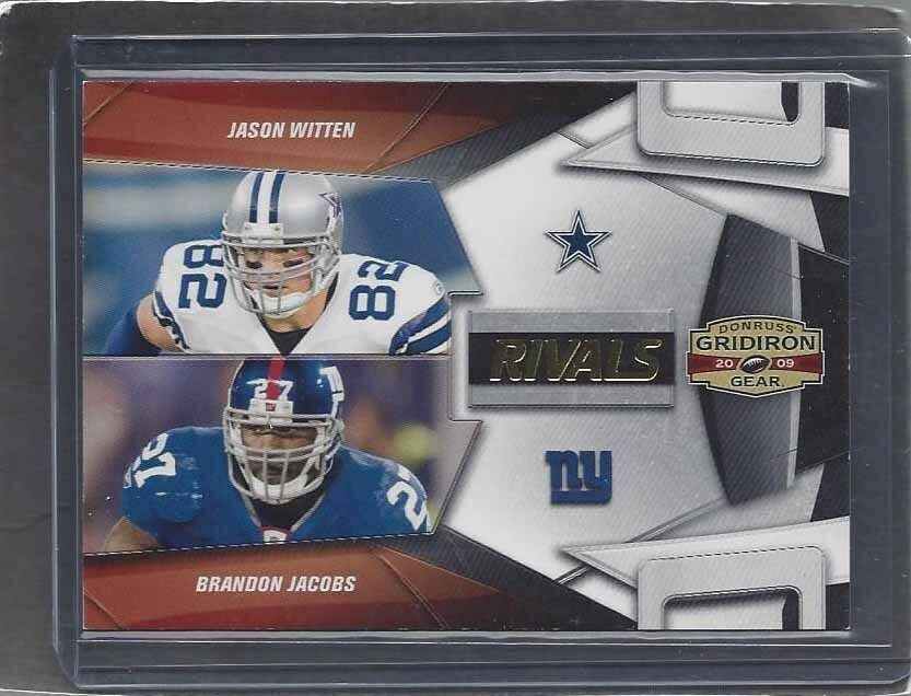 1/1 JASON WITTEN BRANDON JACOBS 2009 GRIDIRON GEAR RIVALS #D 27/100 JERSEY #27 !