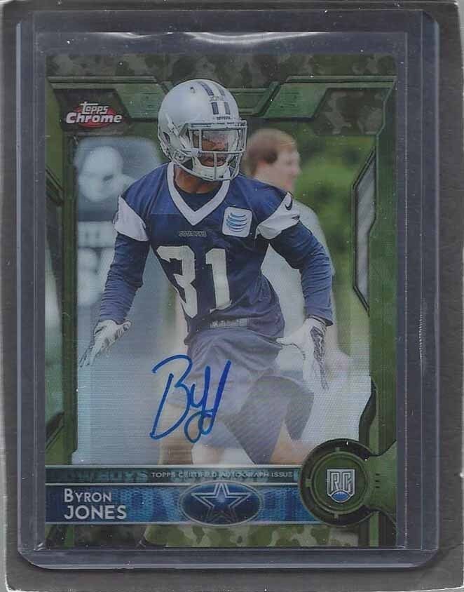 BYRON JONES 2015 TOPPS CHROME COWBOYS CAMO REFRACTOR ON CARD AUTO RC #D 89/99