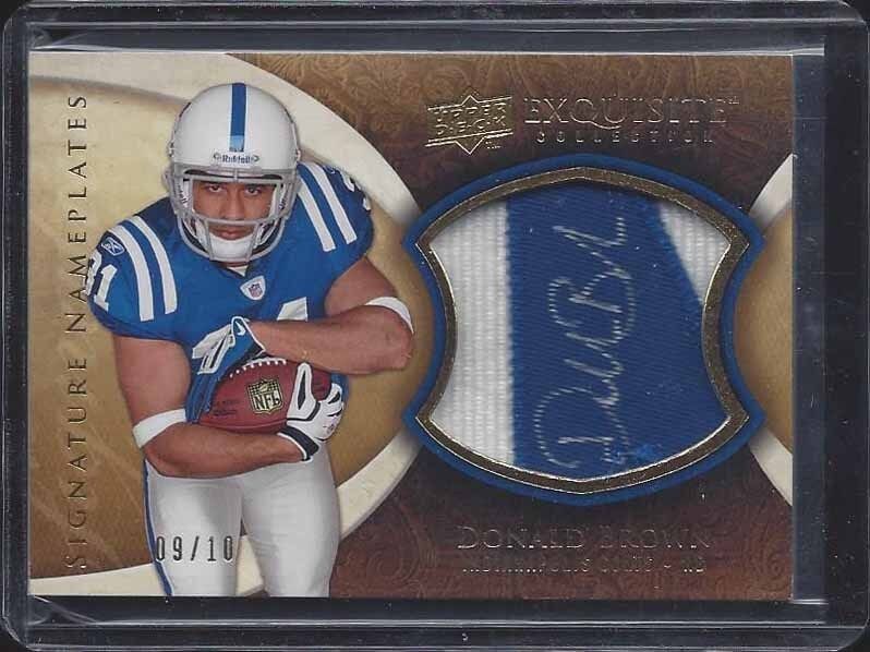 DONALD BROWN 2009 UD EXQUISITE NAMEPLATES ON PATCH ROOKIE AUTO RC #D 9/10