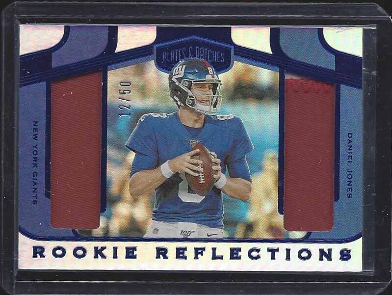 DANIEL JONES 2019 PLATES & PATCHES BLUE ROOKIE REFLECTIONS DUAL PATCH RC #D /50