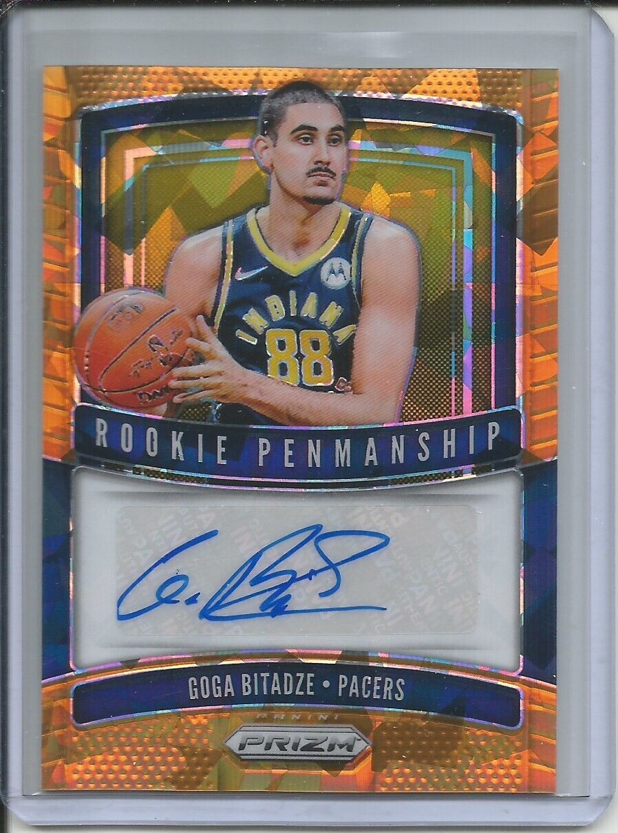 GOGA BITADZE 2019-20 PANINI PRIZM ROOKIE PENMANSHIP AUTO ORANGE ICE PRIZM RC