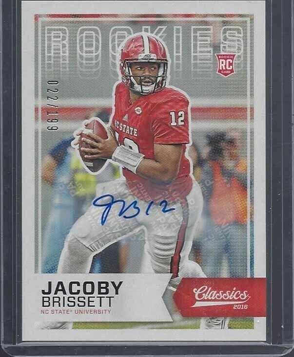 JACOBY BRISSETT 2016 CLASSICS ROOKIE AUTO RC #D 22/199