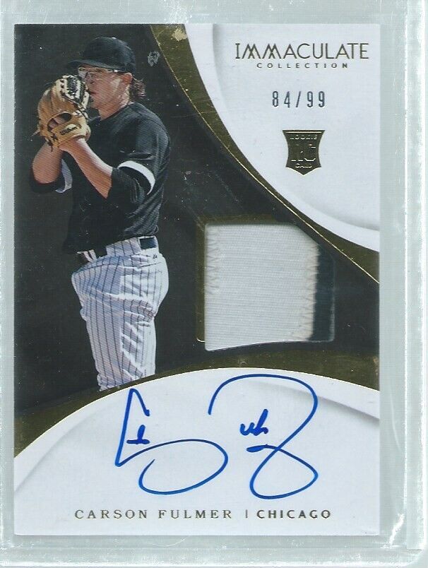 CARSON FULMER 2017 IMMACULATE 2 COLOR PATCH ON CARD AUTO ROOKIE RC #D 84/99