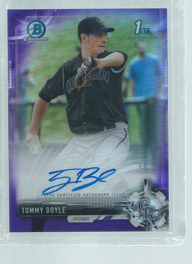 TOMMY BOYLE 2018 BOWMAN CHROME 1ST ON CARD AUTO PROSPECT PURPLE REFRACTOR /250