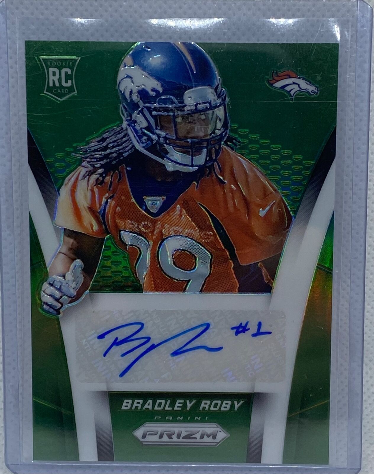 BRADLEY ROBEY 2014 PANINI PRIZM GREEN AUTO RC #D 40/60