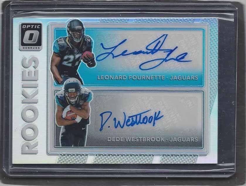 LEONARD FOURNETTE DEDE WESTBROOK 2017 PANINI DONRUSS OPTIC DUAL AUTO RC #D 2/20