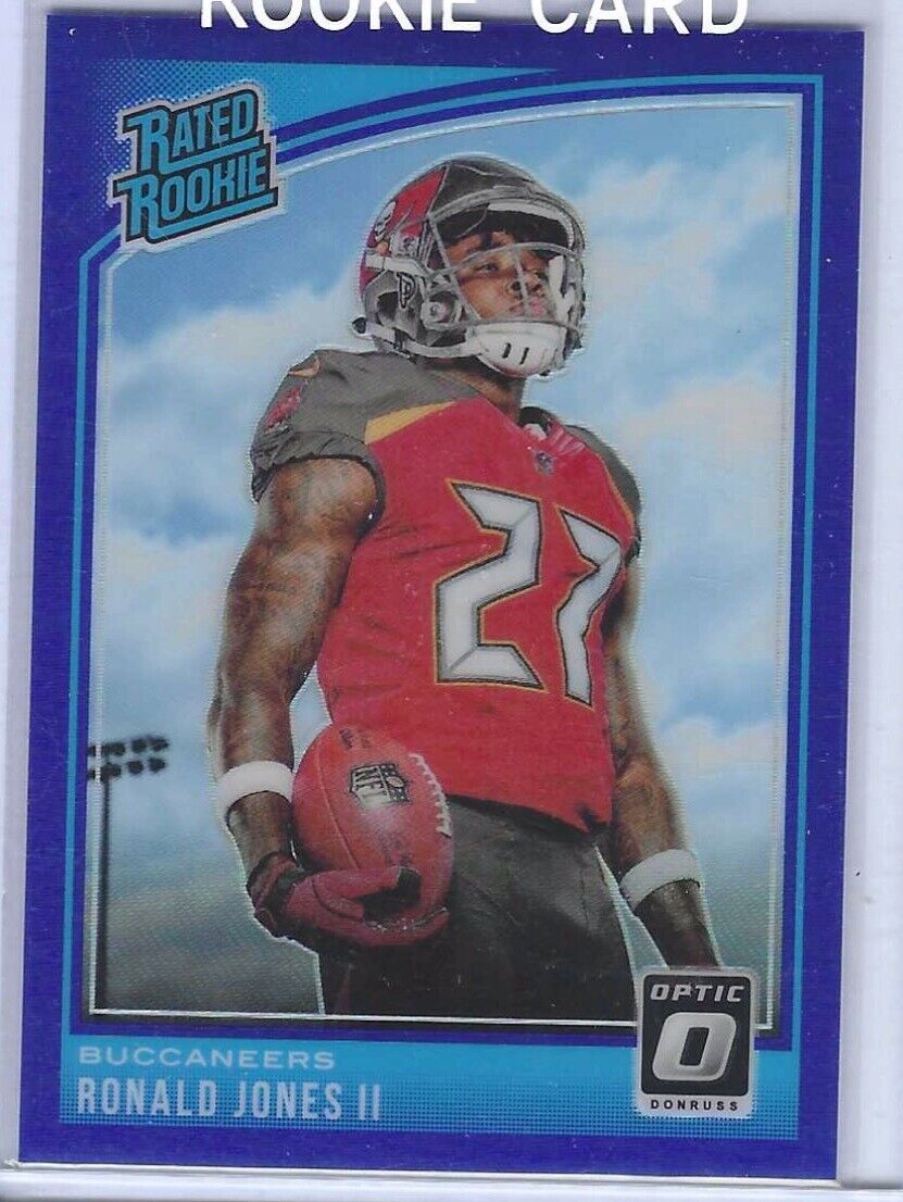 RONALD JONES II 2018 DONRUSS OPTIC BLUE HOLO RATED ROOKIE RC #D /149
