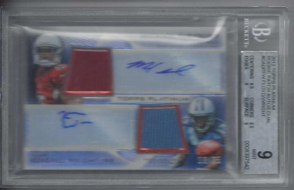 MICHAEL FLOYD KENDALL WRIGHT 2012 TOPPS PLATINUM PATCH AUTO RC /25 BGS 9 POP 1/1