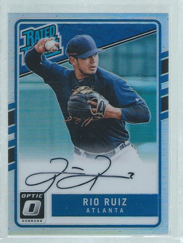 RIO RUIZ 2017 DONRUSS OPTIC SILVER HOLO RATED ROOKIE ON CARD AUTO RC #D 104/150