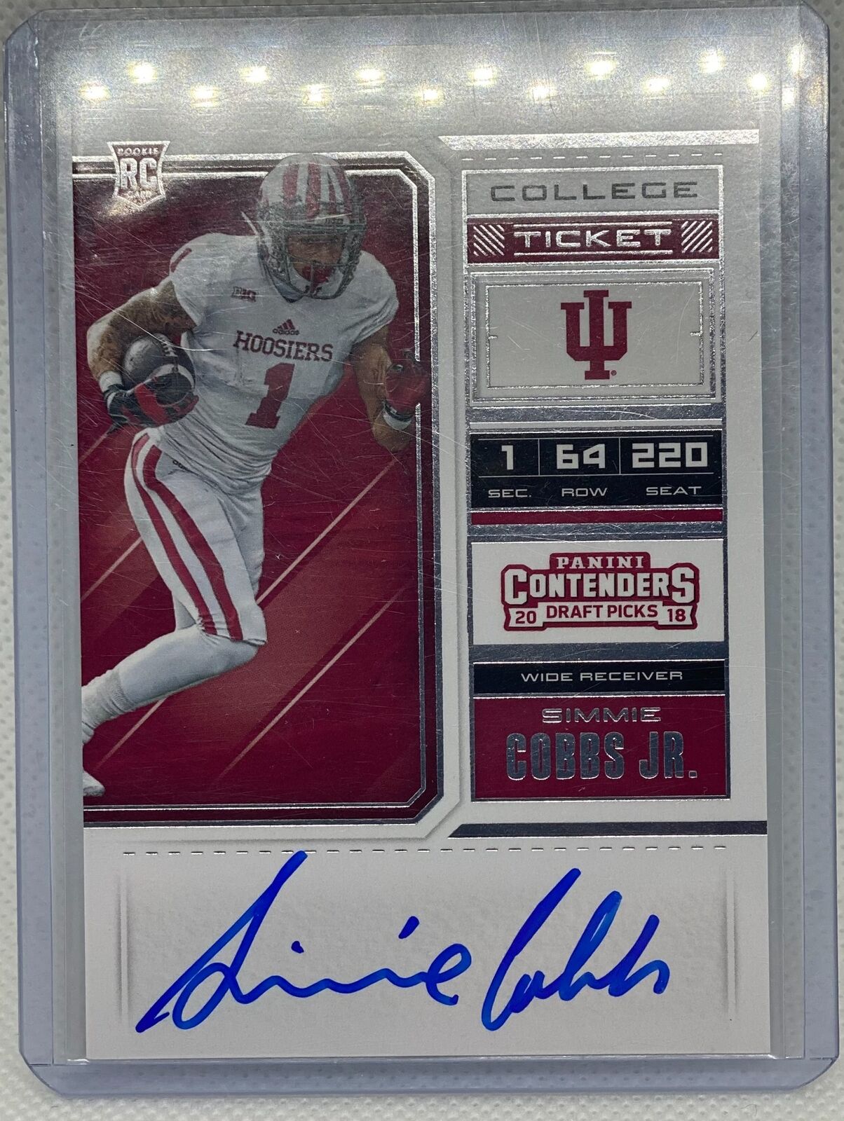 SIMMIE COBBS JR. 2018 PANINI CONTENDERS DRAFT PICKS COLLEGE TICKET AUTO RC #121