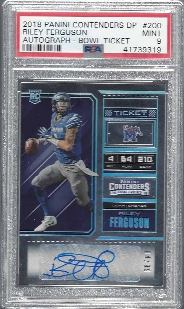1/1 RILEY FERGUSON 2018 CONTENDERS BOWL TICKET AUTO RC #D 4/99 PSA 9 JERSEY #4 !