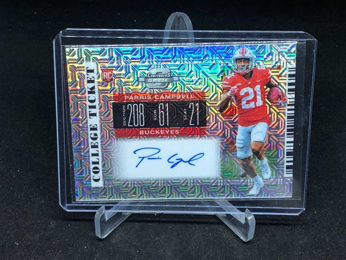 PARRIS CAMPBELL 2019 PANINI CONTENDERS DRAFT PICKS MOJO PRIZM AUTO RC #D 6/15