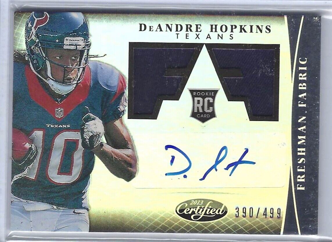 DEANDRE HOPKINS 2013 CERTIFIED ROOKIE DUAL PATCH AUTO RC #D 390/499