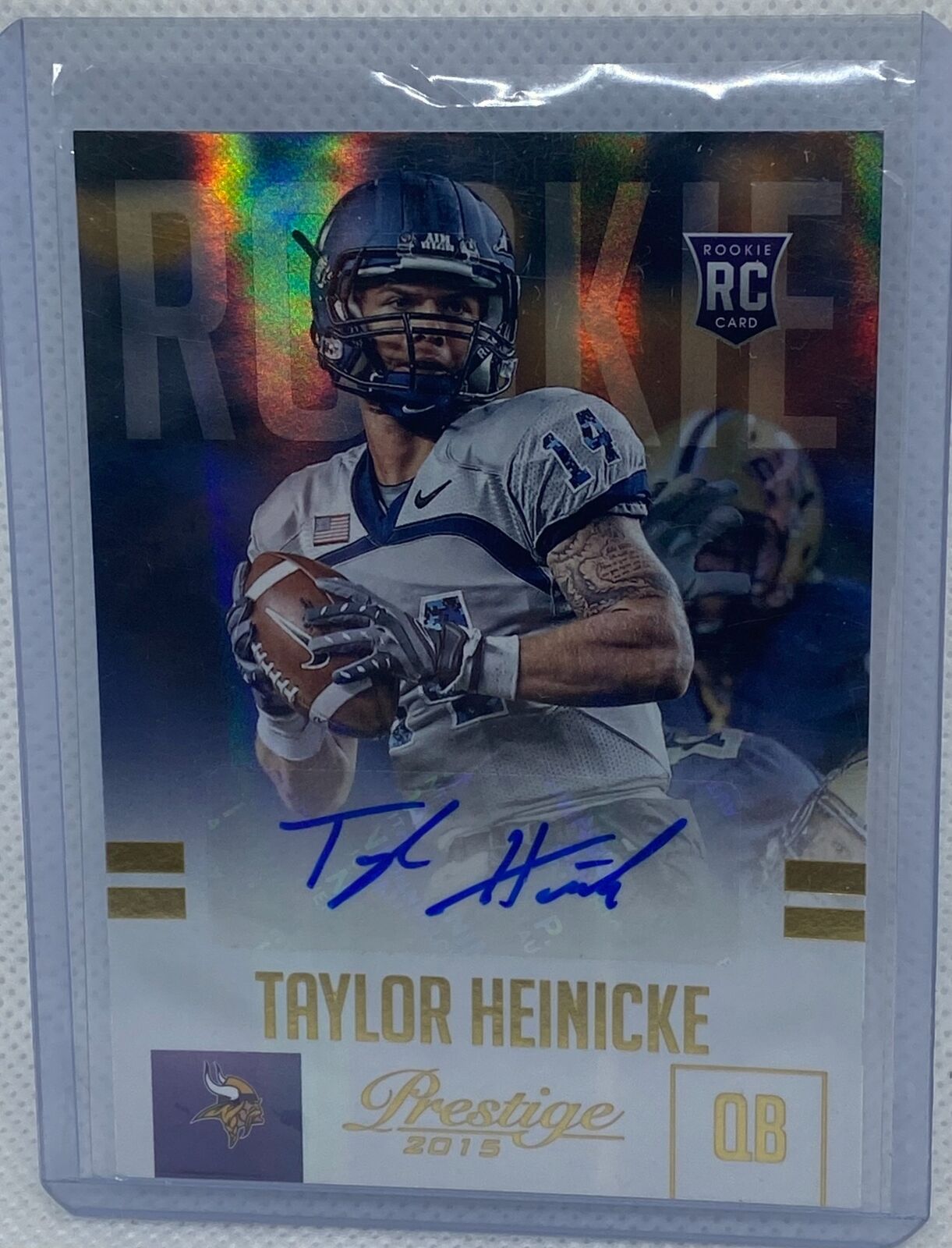 TAYLOR HEINICKE 2015 PANINI PRESTIGE ROOKIE AUTO GOLD RC #D 40/50