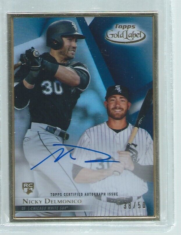 NICKY DELMONICO 2018 TOPPS GOLD LABEL ON CARD BLUE AUTO ROOKIE RC #D 38/50