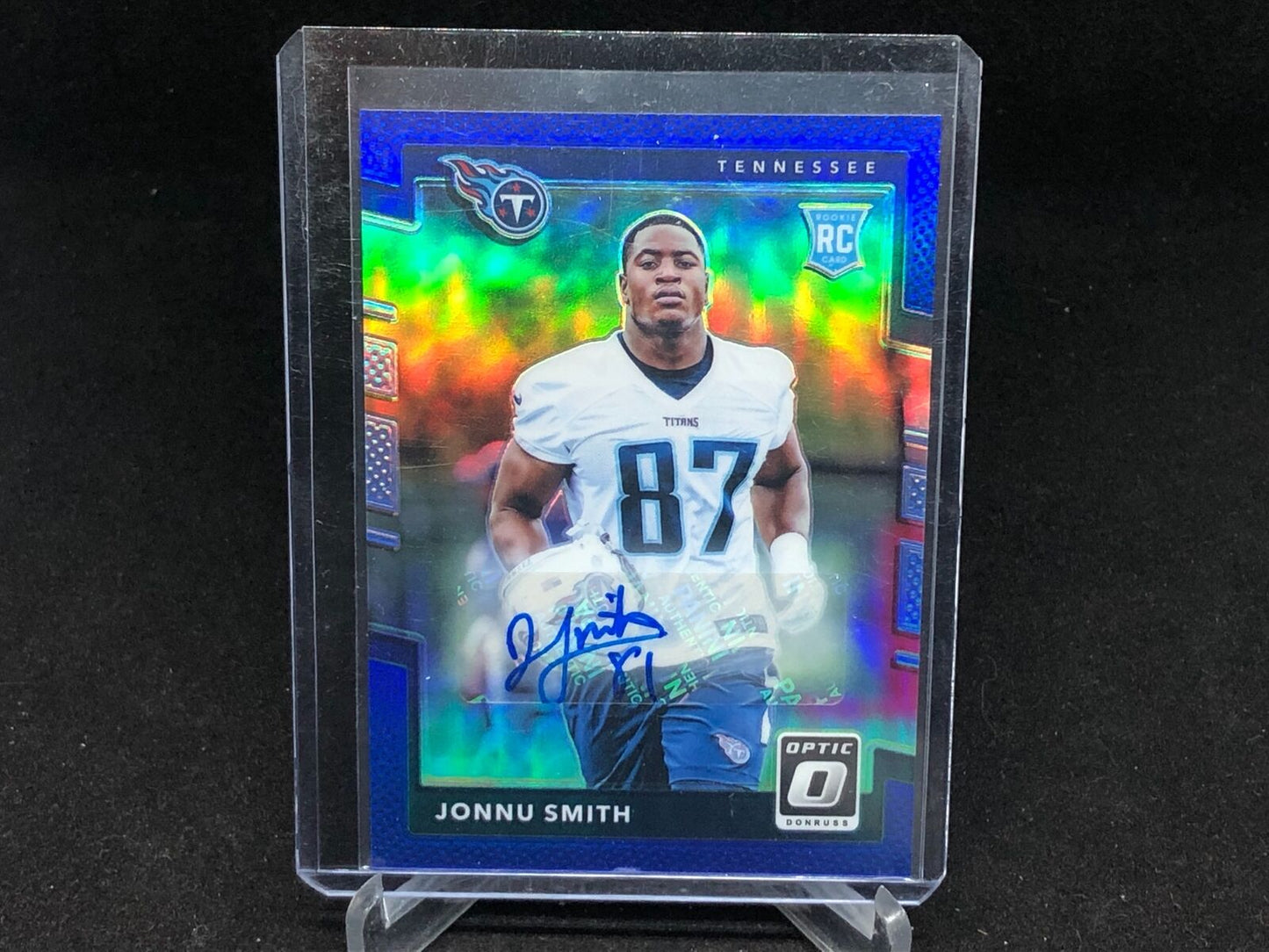 JONNU SMITH 2017 PANINI DONRUSS OPTIC BLUE HOLO AUTO RC #D 72/75