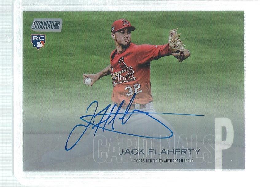 JACK FLAHERTY 2018 TOPPS STADIUM CLUB ON CARD AUTO ROOKIE RC