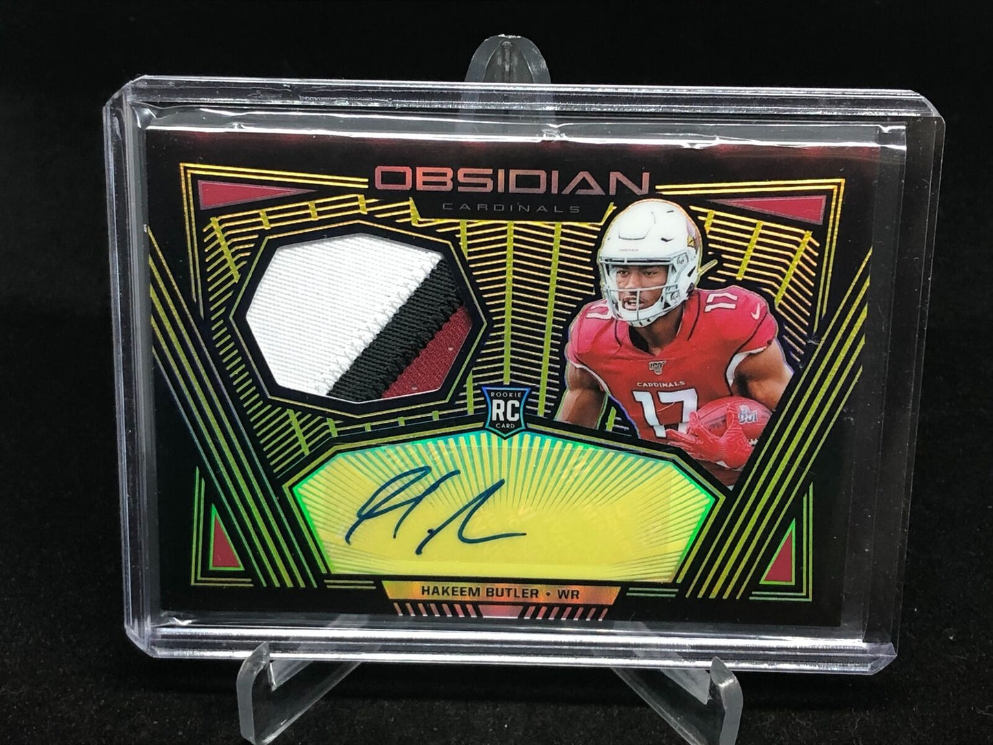 HAKEEM BUTLER 2019 PANINI OBSIDIAN ETCH GOLD 3 COLOR RPA PATCH AUTO RC #D 12/25