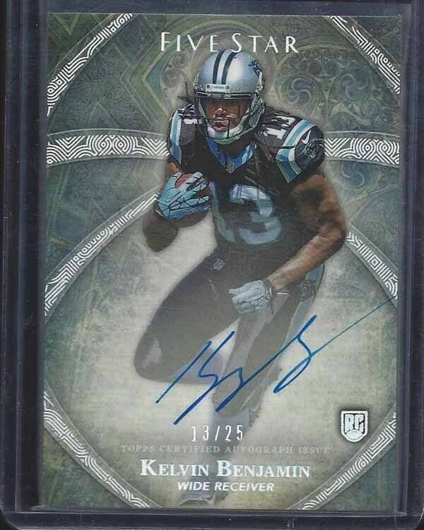 1/1 KELVIN BENJAMIN 2014 TOPPS FIVE STAR RAINBOW AUTO RC #D 13/25 HIS JERSEY #13