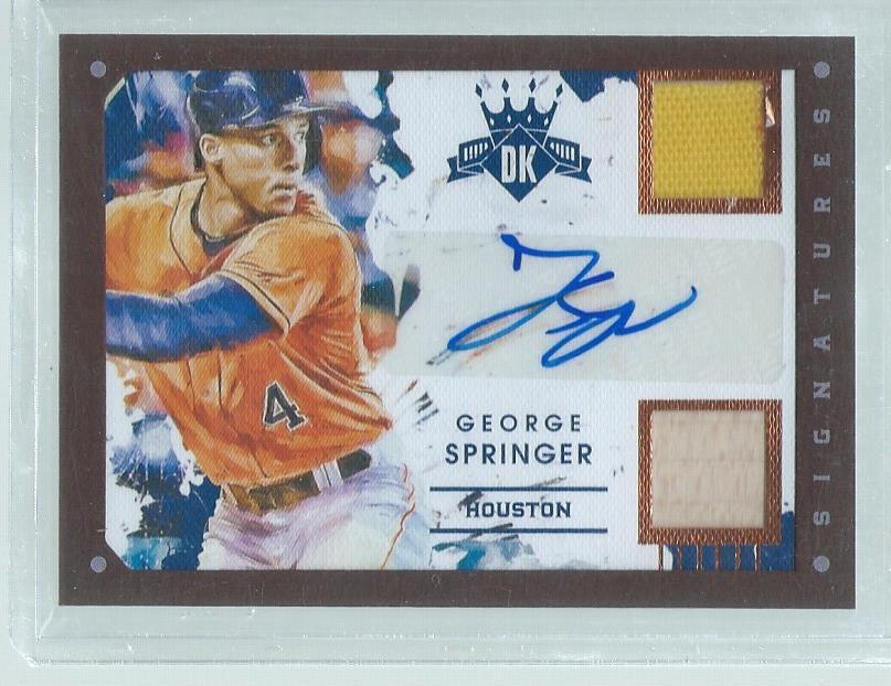 GEORGE SPRINGER 2016 DIAMOND KINGS DUAL JERSEY AUTO #D 16/49