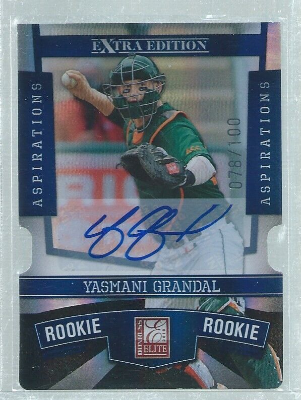 YASMANI GRANDAL 2010 ELITE EXTRA EDITION ASPIRATIONS DIE CUT AUTO RC #D 78/100